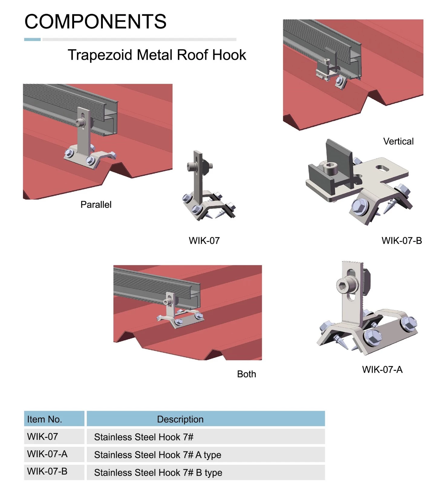 aluminium solar roof standing seam stainless steel clamps kit for solar panel mounting structure